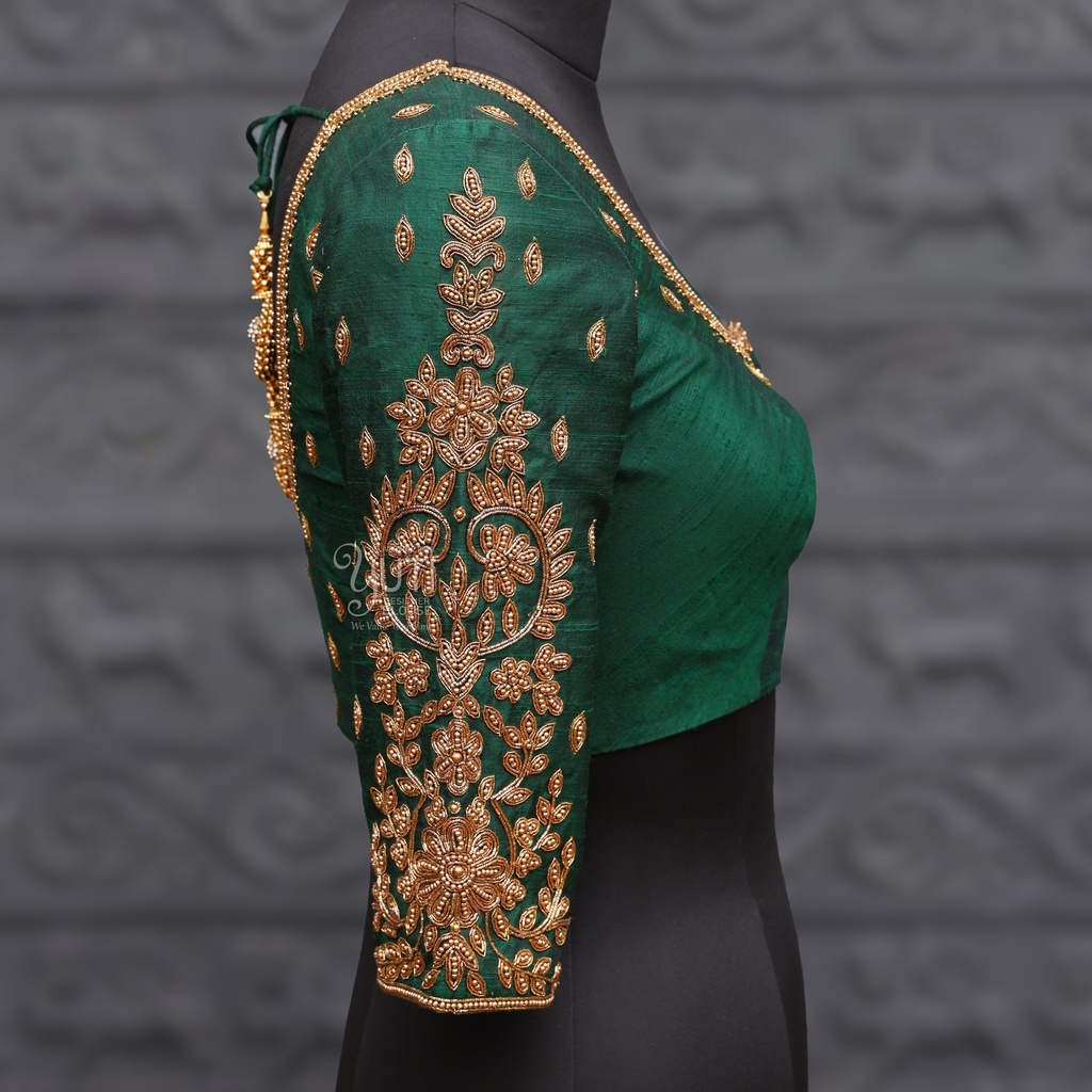 Green blouse aari work designs sales